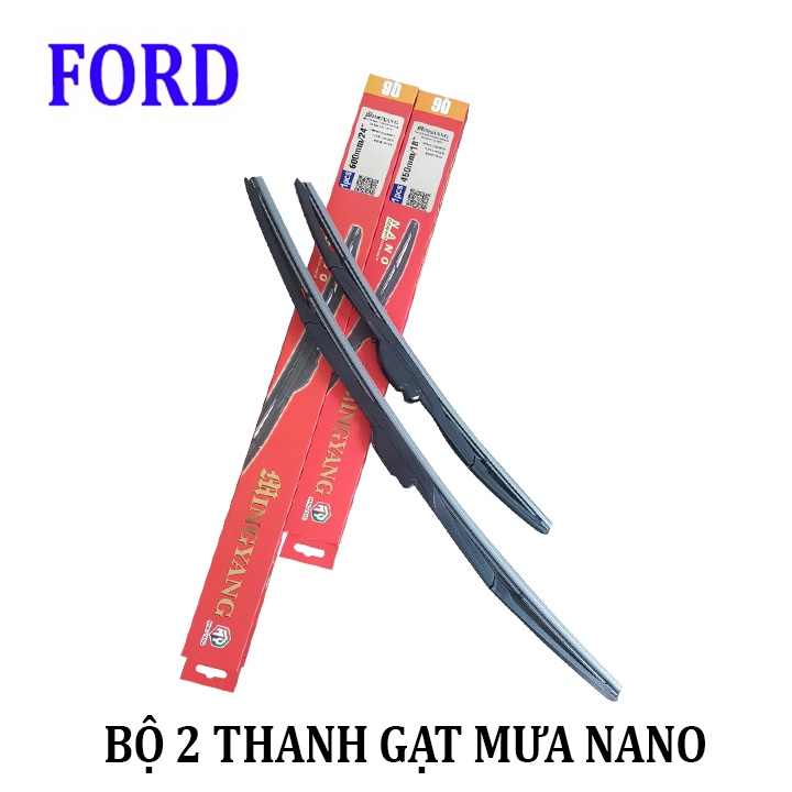 [Bảo hành 2 năm] Bộ 2 thanh gạt nước mưa ô tô đa năng Nano cao cấp dành cho hãng xe Ford: Transit-Ecosport-Everest-Focus