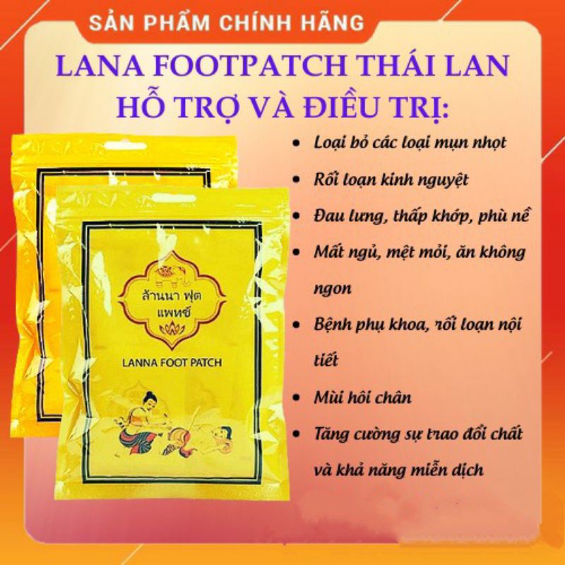 CHÍNH HANG-10 Miếng Dán Chân Thải Độc Detox Lanna Foot Patch