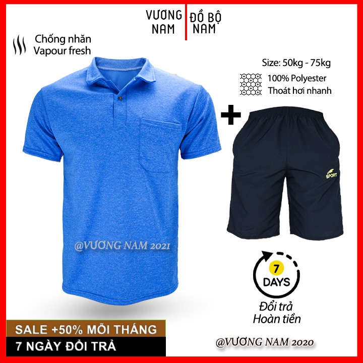 Đồ bộ mặc nhà nam trung niên mùa hè thoáng mát dưới 70KG VNTNA