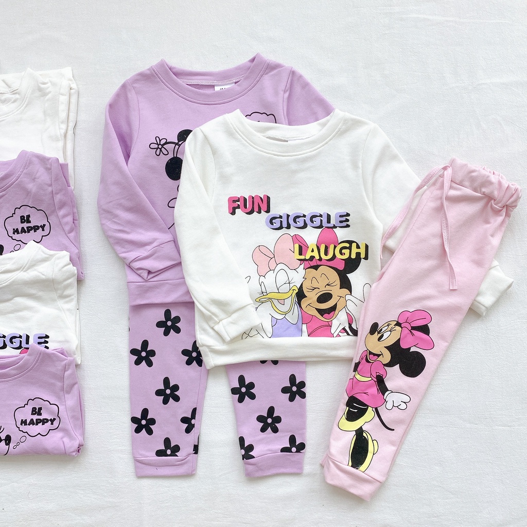 Set 2 Bộ Nỉ Minnie Tím Hồng Cho Bé Gái - Jumping Beans Official Store