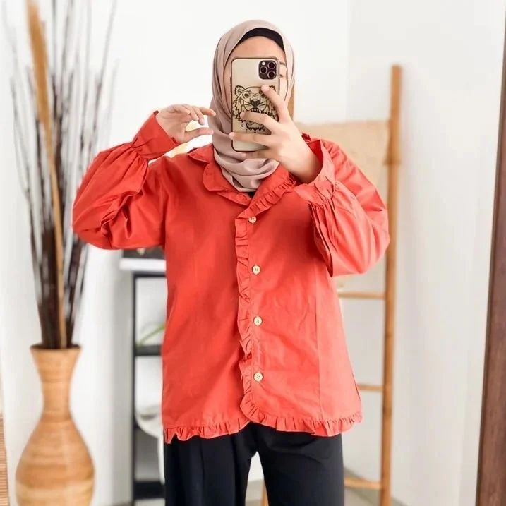 Áo Sơ Mi Dài Tay Phối Bèo Thân Thiện Với Môi Trường Phong Cách PARIS Rayon Hàn Quốc Thích Hợp Làm Quà Tặng Cho Mẹ Chăm Sóc Bé