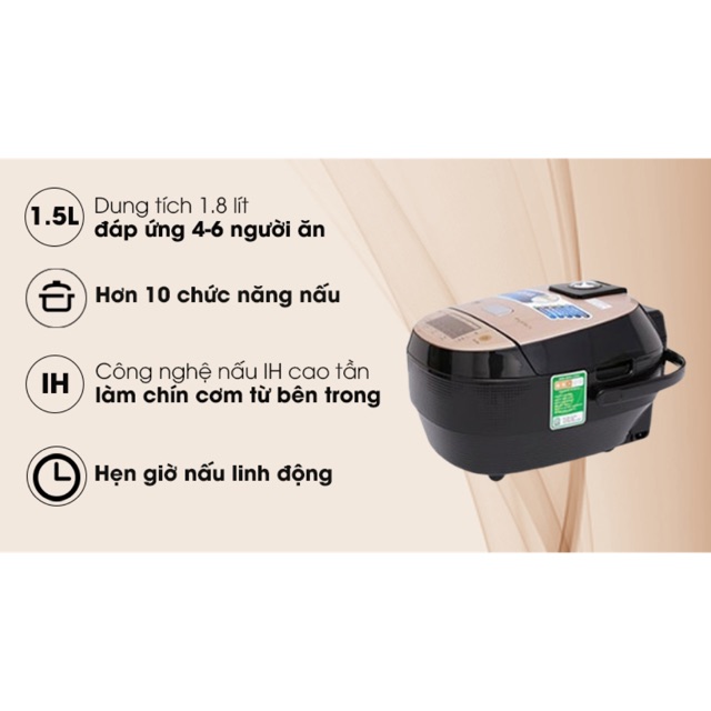 Nồi cơm điện cao tần Midea 1.8 lít MB-HS5007 - Lòng nồi bằng sắt cấu tạo 5 lớp dày chắc, bề mặt phủ chống dín
