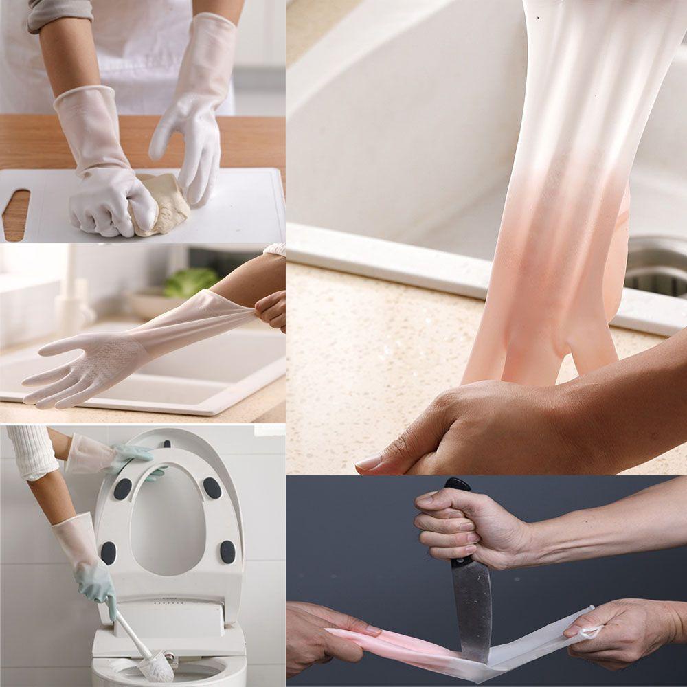 Găng Tay Cao Su Silicone Trong Suốt Chống Trượt Có Thể Tái Sử Dụng Dùng Rửa Chén