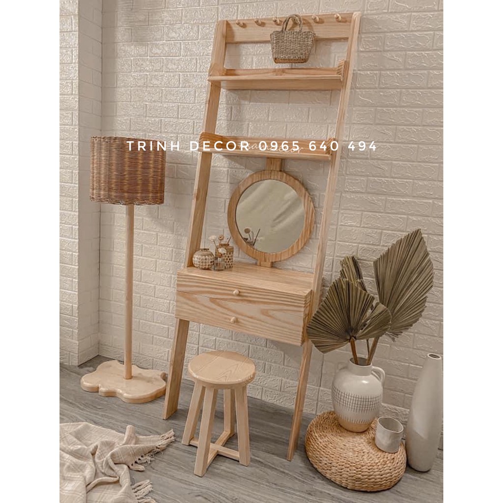 Bàn Trang Điểm - Bàn Phấn Dựa Tường - Thương Hiệu Gu-Decor Wooden