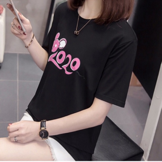 Áo thun màu đen big size hình chuột 2020 size đại 65-100kg