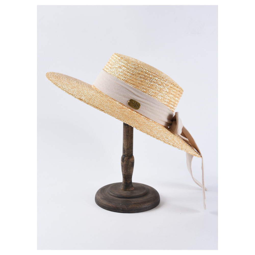 Mũ cói rộng vành thắt nơ be tiểu thư hottrend 2021