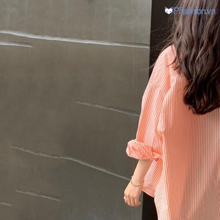 Áo Sơ Mi Nữ Sọc Cam Plus Size