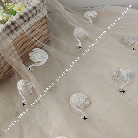 🦢VẢI LƯỚI THÊU HÌNH THIÊN NGA XINH XẮN 🦢