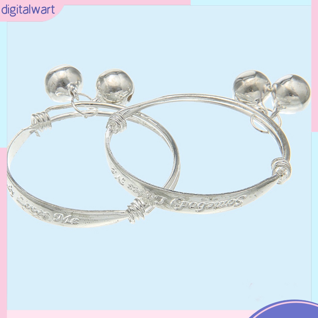 Set 2 vòng tay bạc đính chuông dễ thương dành cho bé