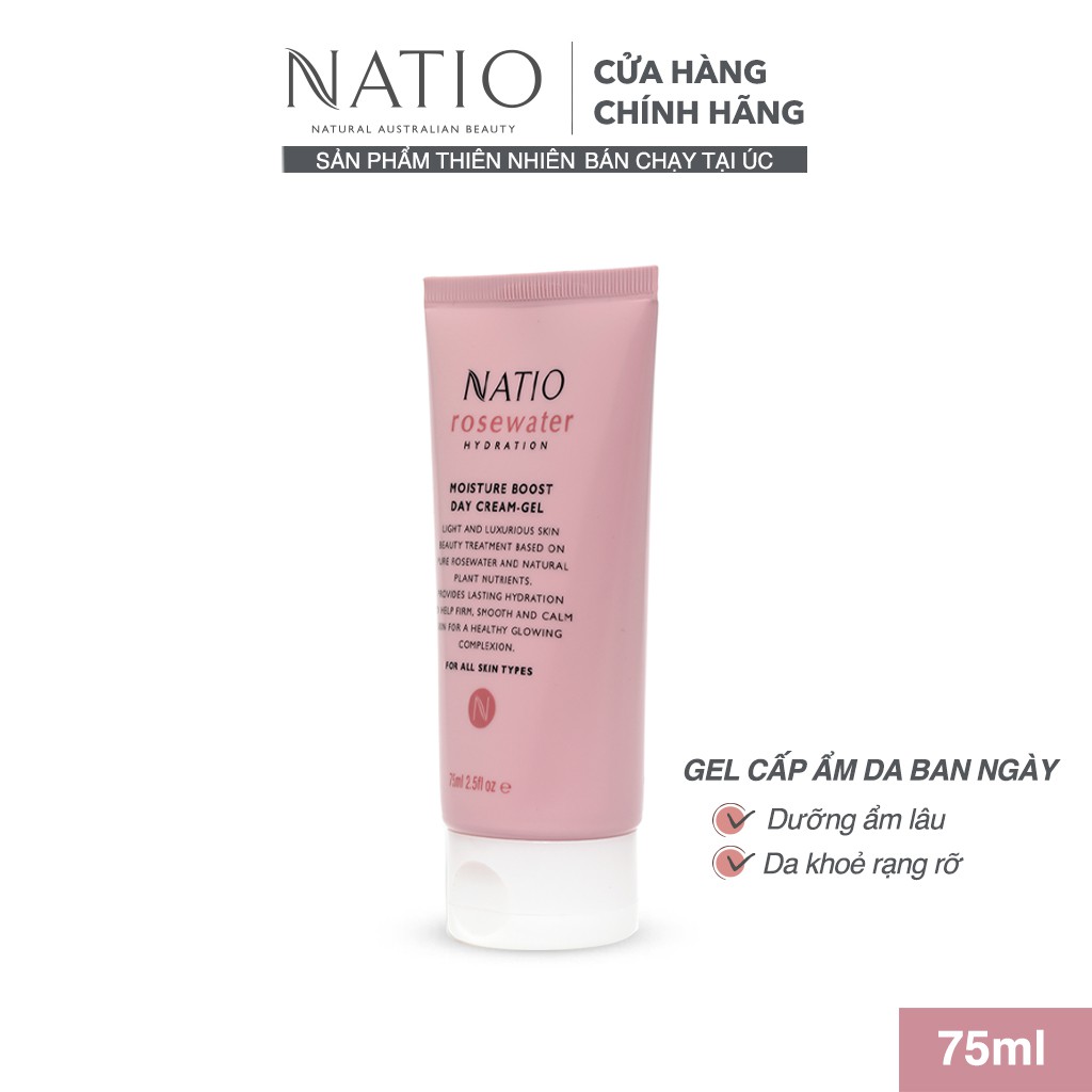 Gel Kem Cấp Ẩm Da Ban Ngày Natio Rosewater Hydration Moisture Boost Day Cream-Gel 75ml