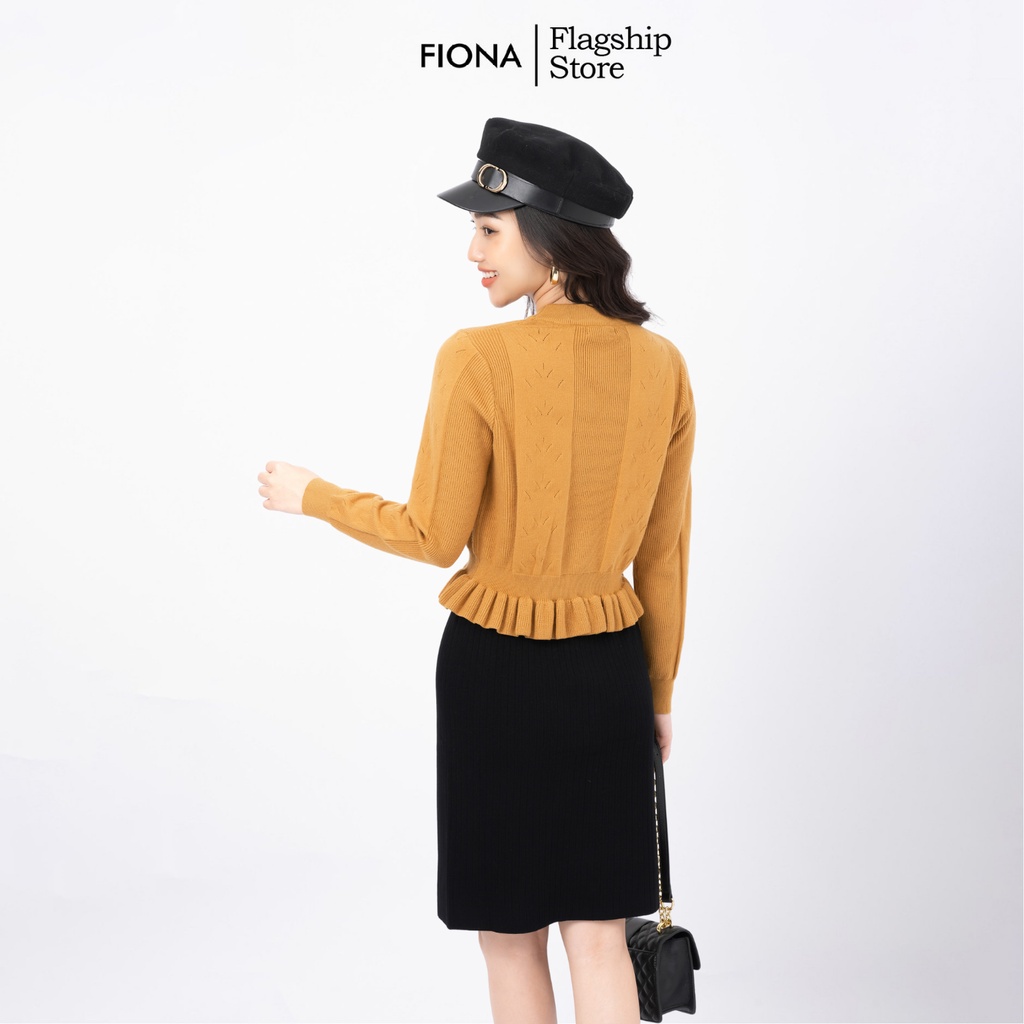 Áo len nữ cổ tròn, áo len nữ tay dài gấu bèo FIONA F851725