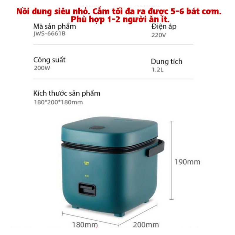 [CHÍNH HÃNG] 1,2L Nồi Cơm Điện Mini đa năng, Nồi Cơm Điện Mini JIASHI. Hàng nội địa cao cấp - Lỗi 1 đổi 1