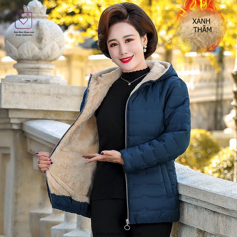 Áo Khoác Lót Bông Dành Cho Các Bà Các Mẹ Trung Niên Cực Ấm