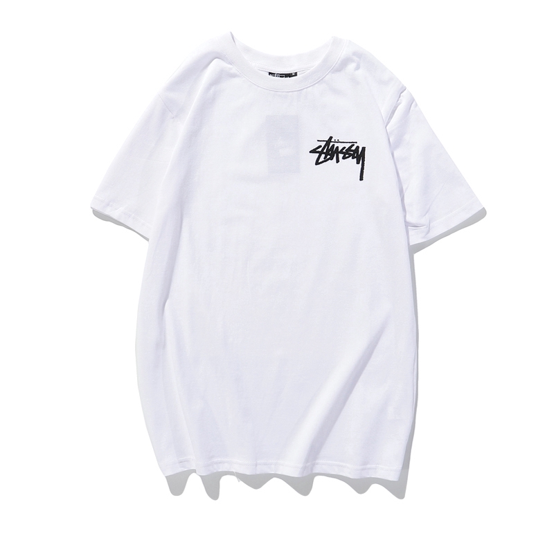 Áo thun cotton tay ngắn in họa tiết chữ Stussy cá tính