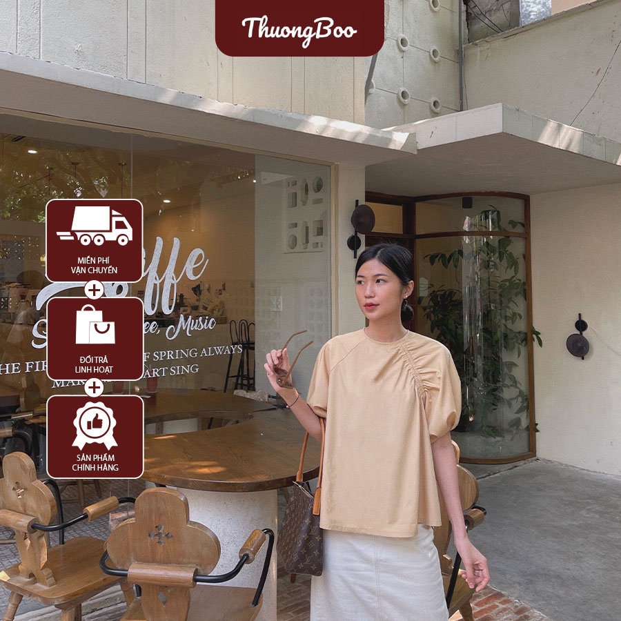 Áo Kiểu Nữ Tay Phồng Thuongboo Chất Liệu Cotton Cao Cấp Thiết Kế Đơn Giản Mà Tinh Tế Phù Hợp Mọi Kiểu Dáng - Ruf Top