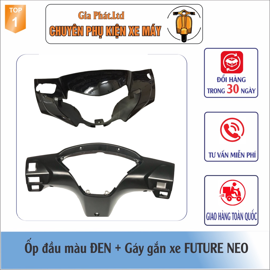 Bộ ốp đầu đèn xe FUTURE Neo màu ĐEN đầy đủ ốp đầu, gáy và pha đèn không kèm bóng