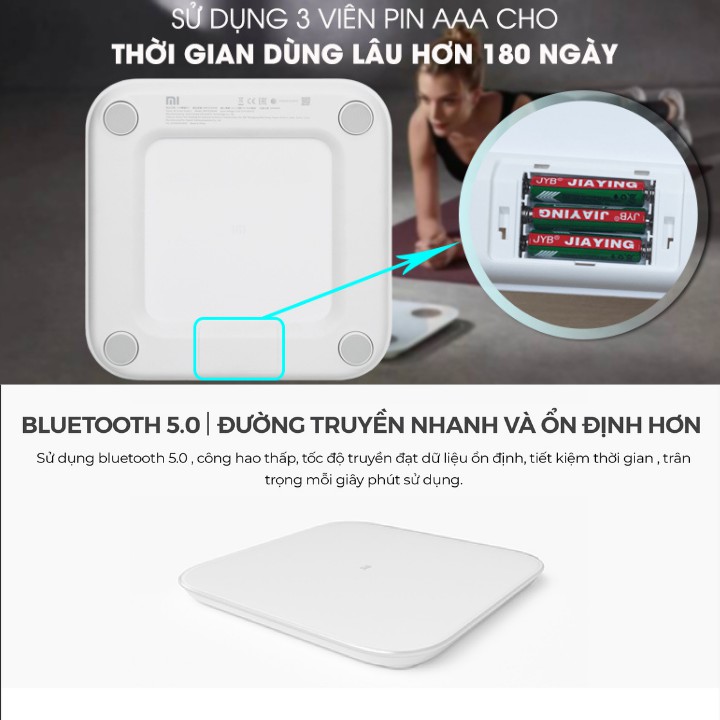 Cân điện tử thông minh Xiaomi Body Fat Scale 2 Universal , theo dõi sức khỏe qua app thông minh , bảo hành 2 năm