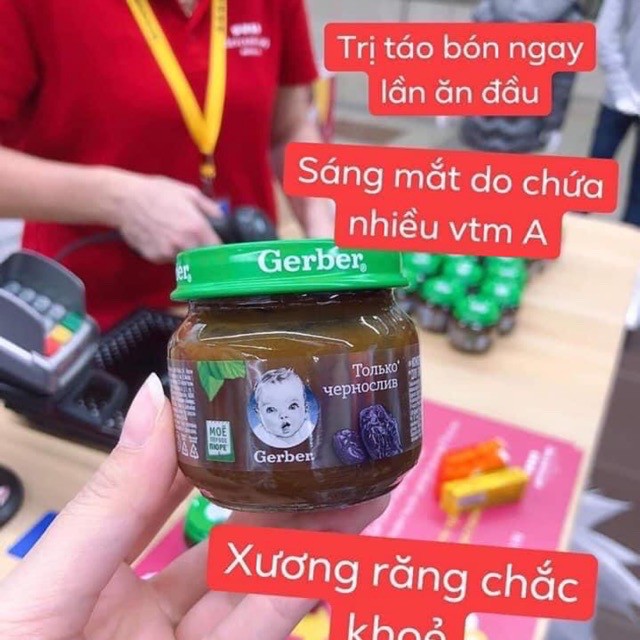 Mận đen nghiền Gerber Nga hũ 80gr date 2022