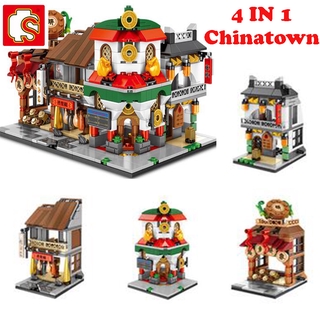 Sembo LEGOS Compatible Building block Hostel Educational Architecture kids City Biscuit Shop Drugstore Grocery store Biscuit Shop present girls Toys children 4in1 Chinatown Gifts boys Puzzle Lego Blocks