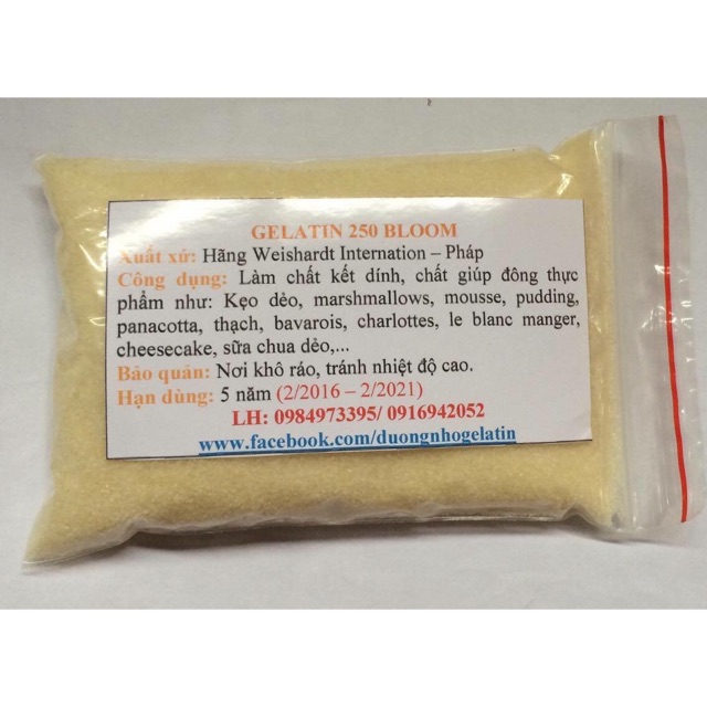 Gelatin Pháp 250 Bloom (100g) - Bộ Y Tế kiểm định | BigBuy360 - bigbuy360.vn