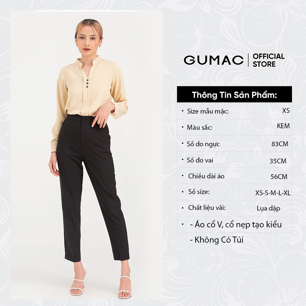 [Mã WABRGM11 giảm 10% đơn 250K] Áo sơ mi nữ thiết kế 3 nút cách điệu GUMAC AB707 | BigBuy360 - bigbuy360.vn