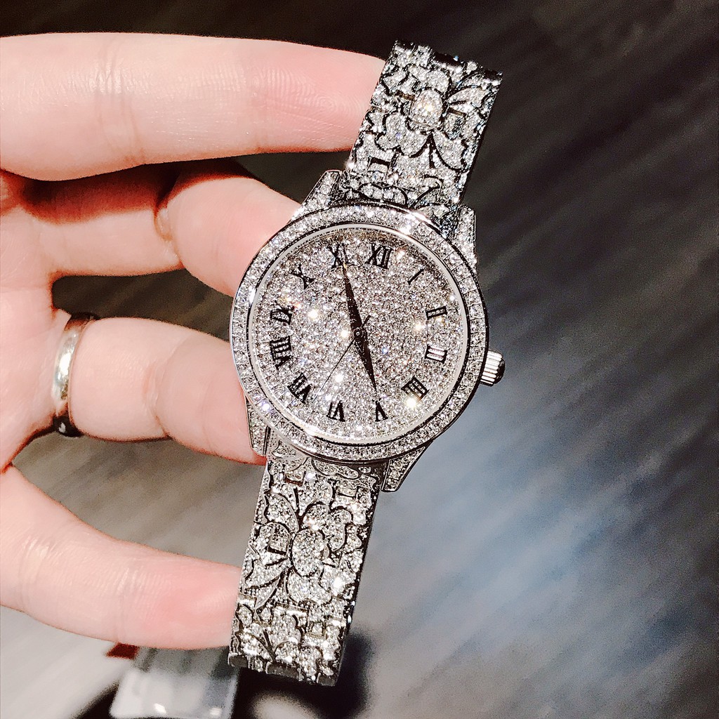 Đồng Hồ Nữ Davena Full Đá 37mm Silver Chính Hãng