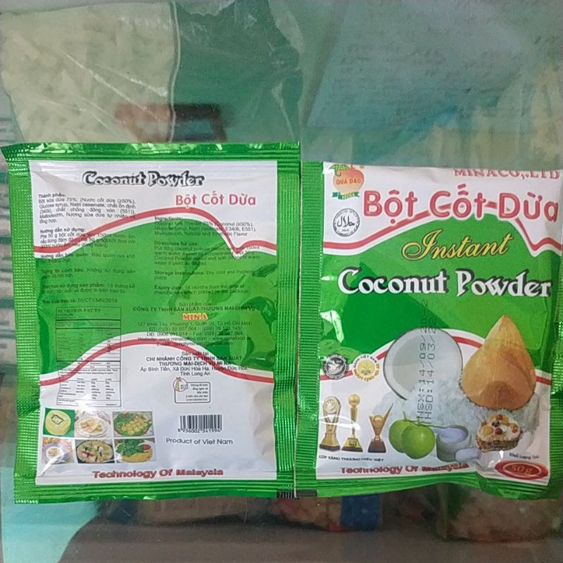 bột cốt dừa MiNa gói nhỏ 50g
