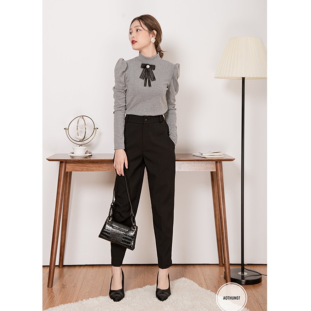 Áo thun cổ 3 phân, có nơ cao cấp | BigBuy360 - bigbuy360.vn