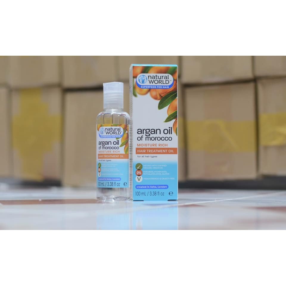 NATURAL WORLD - Tinh Dầu Dưỡng Tóc Argan Oil Moisture Rich Hair Treatment Oil