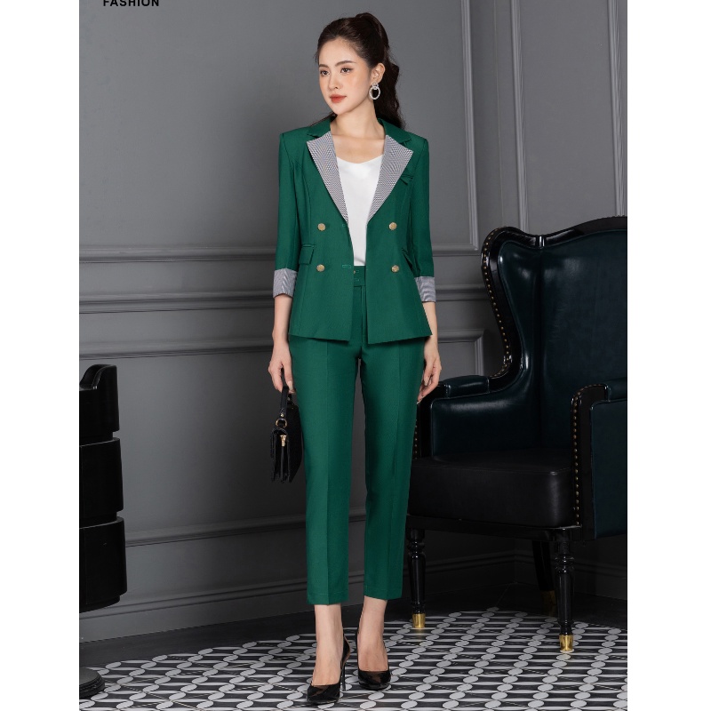Bộ Vest Nữ Công Sở NK Fashion Tay Lỡ Kết Hợp Quần Baggy Ống Đứng, Chất Vải Nhập Hàn Cao Cấp NKFBD2207004