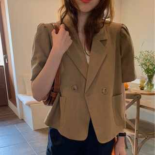 Áo vest tay lửng dáng ngắn nâu tây
