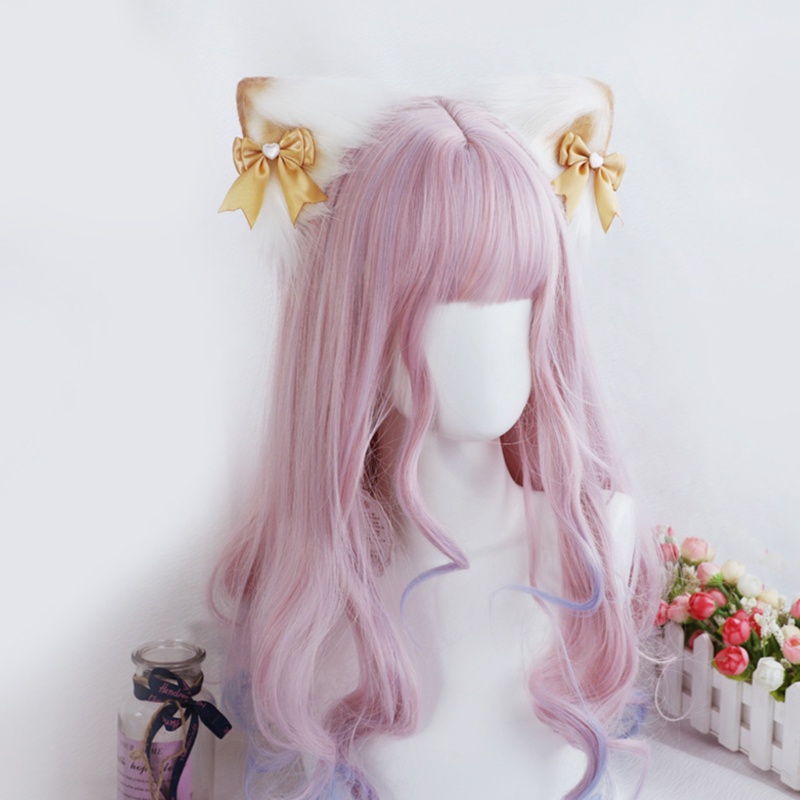 Kẹp Tóc Hình Tai Mèo Phối Lông Phong Cách Lolita