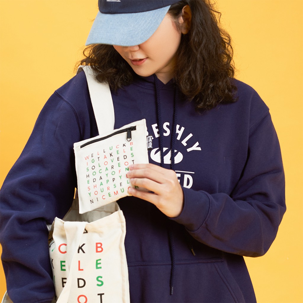 [LAST CHANCE] Jamlos Crossword Pouch - Bóp ví nhỏ gọn vải canvas in ô chữ làm quà tặng