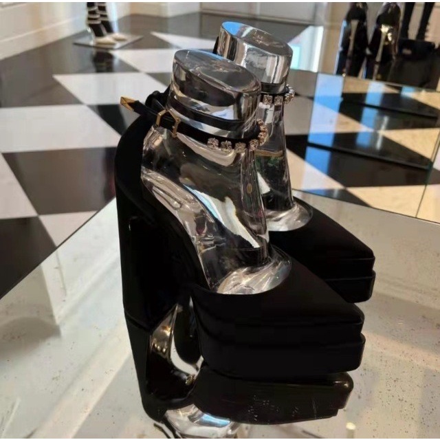 Giày Cao Gót Sandal Cao Gót Bằng Satin Dày Dặn Mũi Nhọn Chống Nước Thời Trang Mùa Hè Dành Cho Nữ 2022