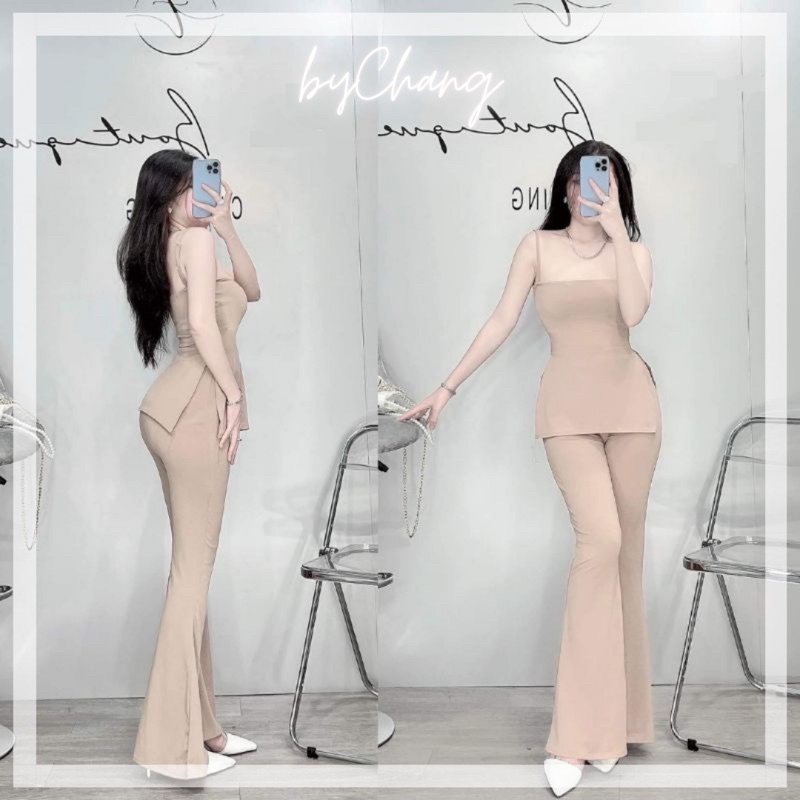 Set Đồ Nữ Quần Loe Áo 2 Dây Ôm Body Cực Hot Nhà byChang
