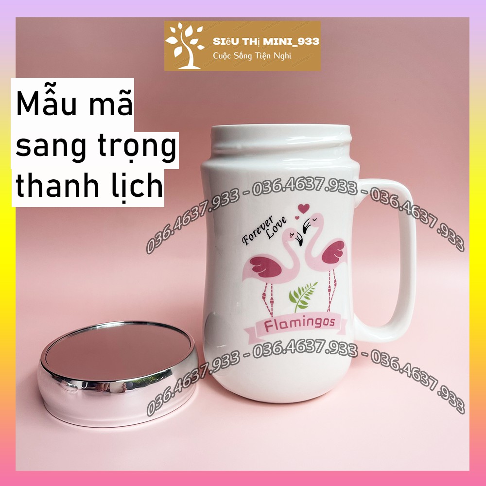 Cốc ly sứ có nắp tráng gương ❣️FREESHIP❣️ cao cấp dễ thương uống nước uống cafe uống trà giữ nhiệt Nắp Vặn soi gương