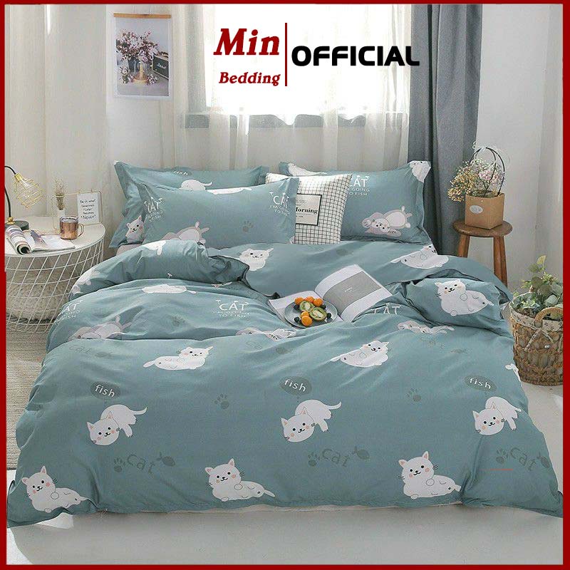 Bộ Chăn Ga Gối Cotton Poly M6 M8 M2 mẫu Mèo Lười. Set chăn ga 5 món, 4 món, 3 món - Min Bedding | BigBuy360 - bigbuy360.vn