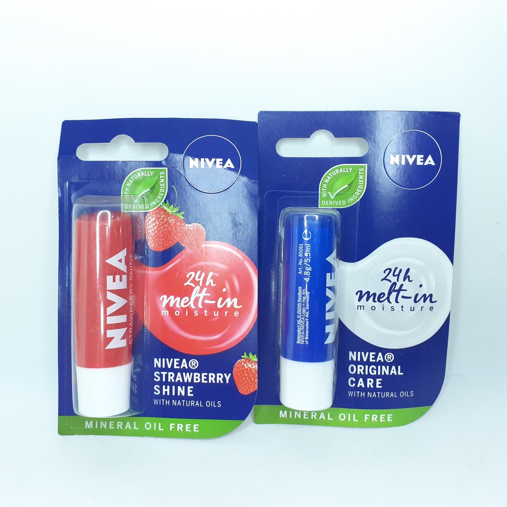 Son dưỡng môi dâu tây Nivea Strawberry Shine/ Original  4.8g