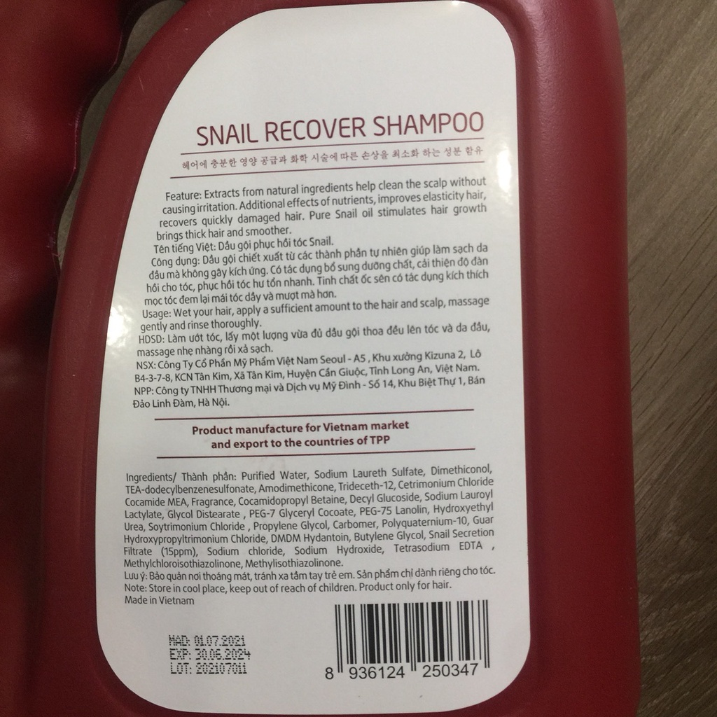 Dầu gội dầu xả can Snail Sophia siêu phục hồi tóc thơm hương nước hoa chính hãng