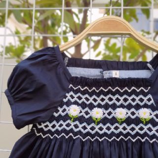 Váy Smock Her corner thô lụa navy