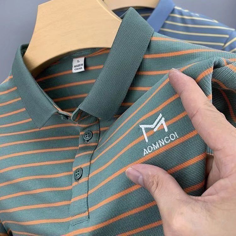 Áo Thun POLO Cotton Ngắn Tay Họa Tiết Sọc Ngang Thời Trang Dành Cho Nam