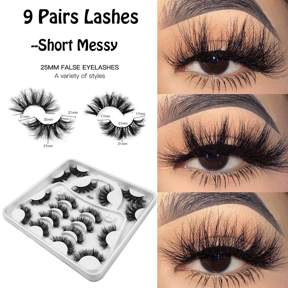 ROSE Set 9 Cặp Lông Mi Giả Ngắn Làm Thủ Công