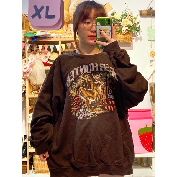 Áo SWEATER (áo nỉ) tay dài MỸ US (ẢNH CHỤP THẬT) size áo ở góc trái ảnh
