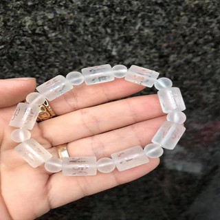 Vòng tay đốt trúc màu trắng mờ khắc chú đại bi