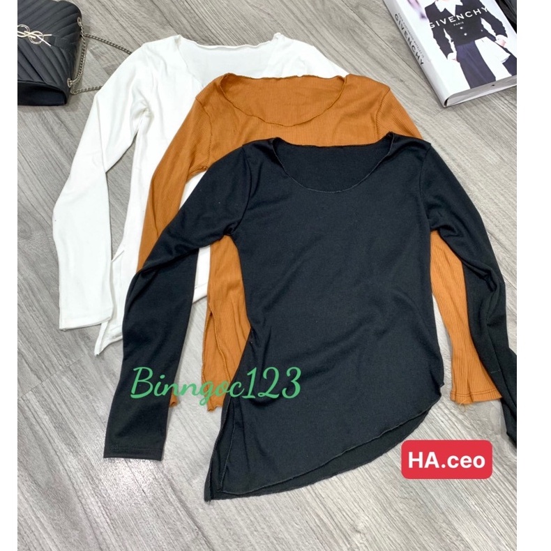 Áo Thun Dài Tay Vạt Bầu len tăm,Áo Dài Tay Nữ áo kiểu | BigBuy360 - bigbuy360.vn