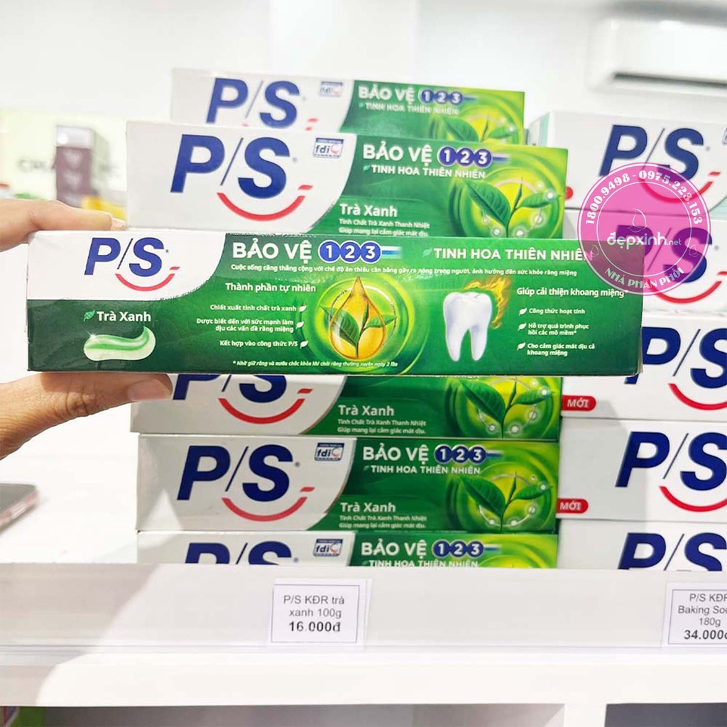 Kem Đánh Răng PS Hương Trà Xanh Thanh Nhiệt Tự Nhiên Hộp 180g