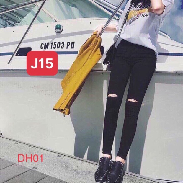 Sale! Quần jean nữ lưng cao ⚡️ Quần bò nữ dáng ôm cạp cao co giãn kiểu Rách Đùi | BigBuy360 - bigbuy360.vn