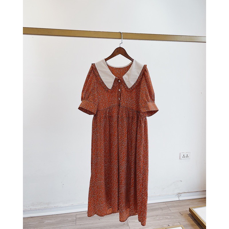 [Mã FATHANG5 giảm 10K đơn 50K] Đầm babydoll vintage - hoa nhí cam | BigBuy360 - bigbuy360.vn