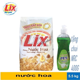 Bột giặt Lix 5.5kg HƯơng NƯớc hoa tặng kèm nước rửa chén 400g