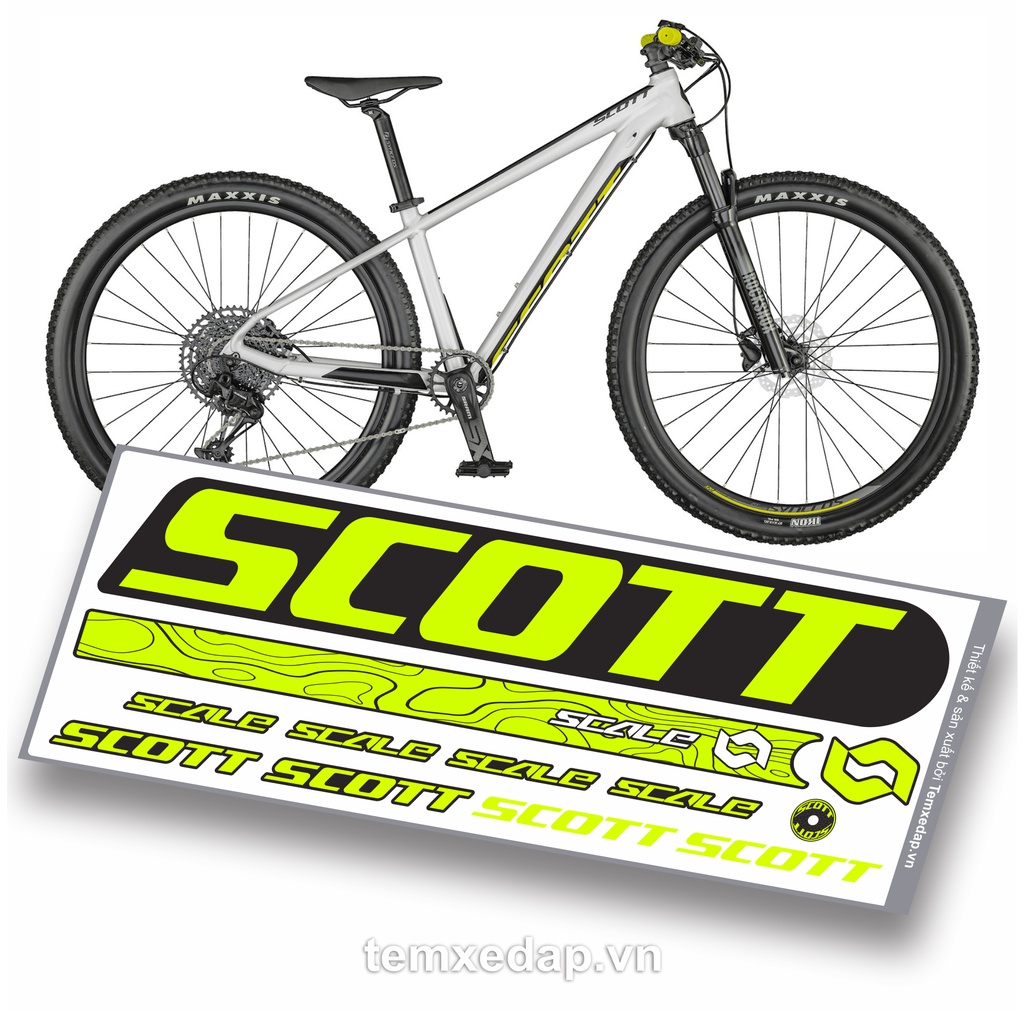 Tem decal dán đổi màu sườn xe đạp địa hình SCOTT SCALE 2021/2022 (Sơn sườn đen) | MTB Frame decal | Temxedap.vn